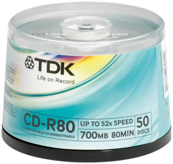 TDK CD-R 52x Speed (50pk) 80CBA50 Bild 1