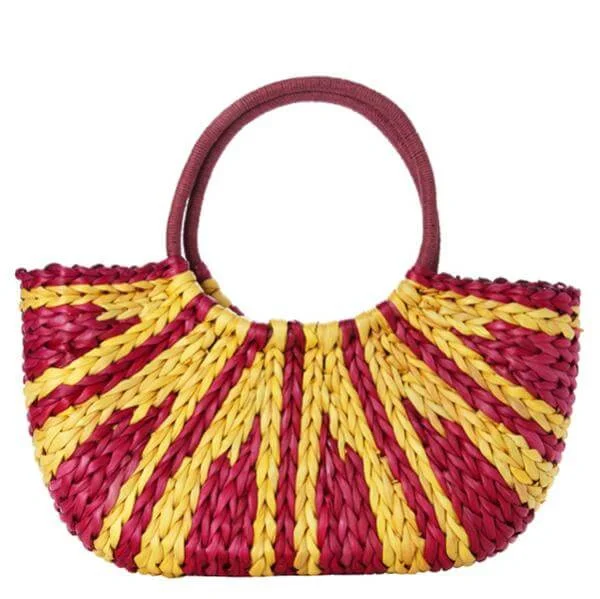 French Connection Sunrise Straw Bag - Very Berry/Mustard Bild 1