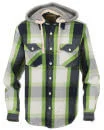 Mens Long Sleeved Checked Shirt with Removable Hood - S - Grün Bild 1