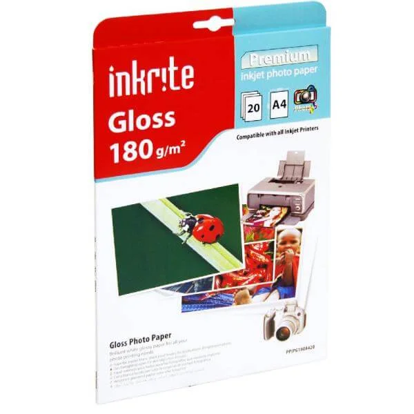 Inkrite PhotoPlus Premium Paper Photo Gloss 180gsm A4 (20 sheets) Bild 1