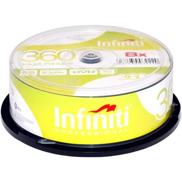 Infiniti DVD+R 8x Speed (25 Pack) Printable Full-Face - (RS8XDVDDL25P) Bild 1