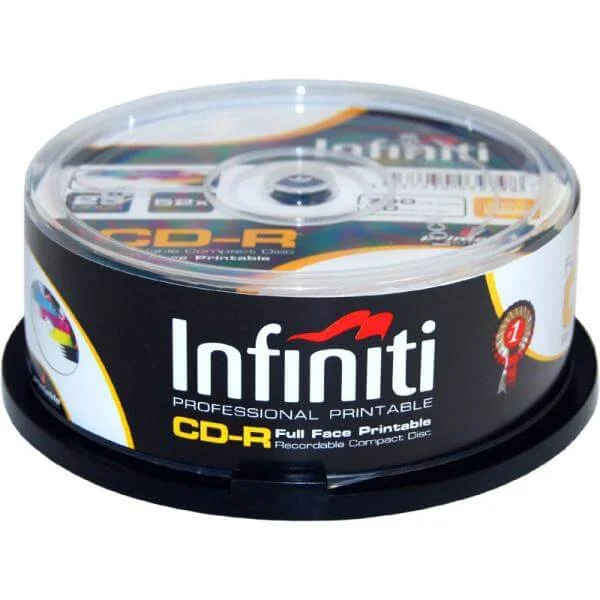 Infiniti CD-R 700MB/80 Min 52x Speed (25 Pack) Printable Full-Face - (RSCD80CB25P) Bild 1