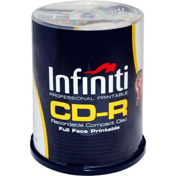 Infiniti CD-R 700MB/80 Min 52x Speed (100 Pack) Printable Full-Face - (RSCD80CB100P) Bild 1