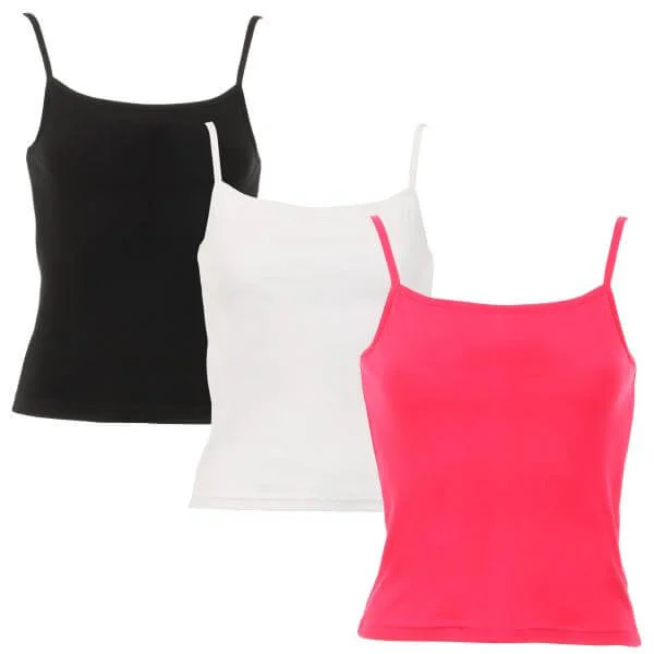 Brave Soul Women's 3-Pack of Camisole Vest Tops - Black/Fushia/White - S - Bunt Bild 1