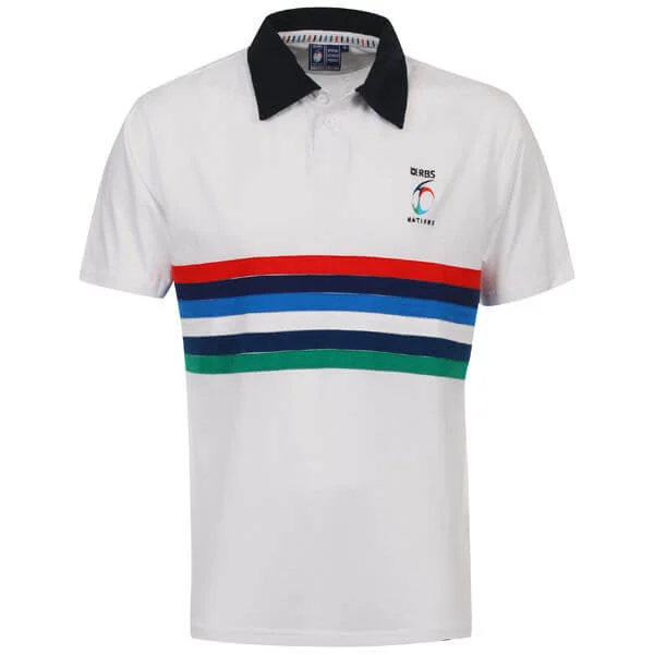 Rugby 6 Nations Jersey Striped Polo Shirt-White - S - Weiß Bild 1