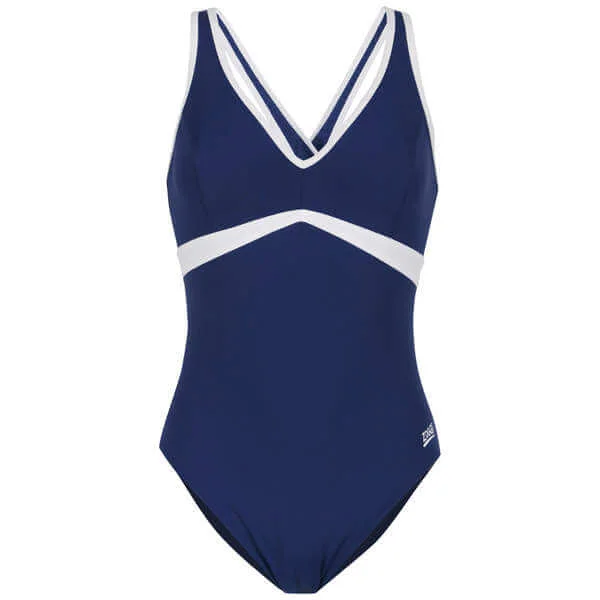 Zoggs Women's Performance Ultex Wyomi V neck X back - Navy - 10 - Marineblau Bild 1