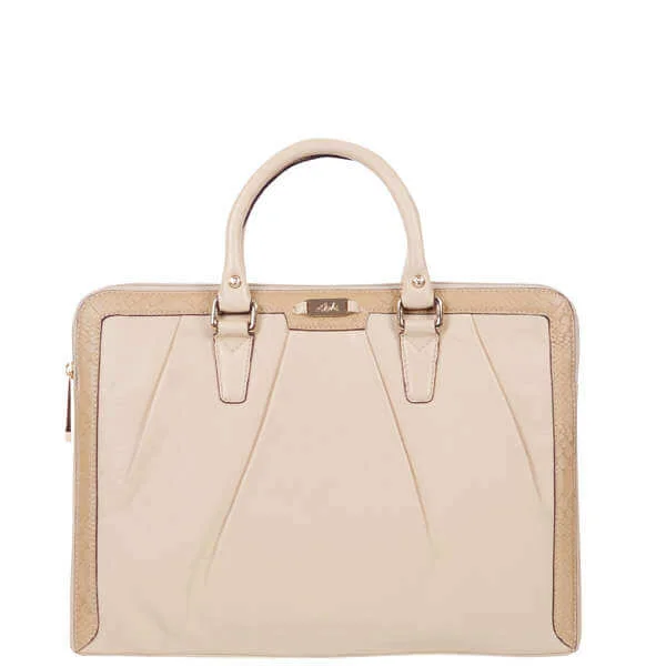 Ri2K Cranley Leather Snake Effect Laptop Bag - Bone Bild 1