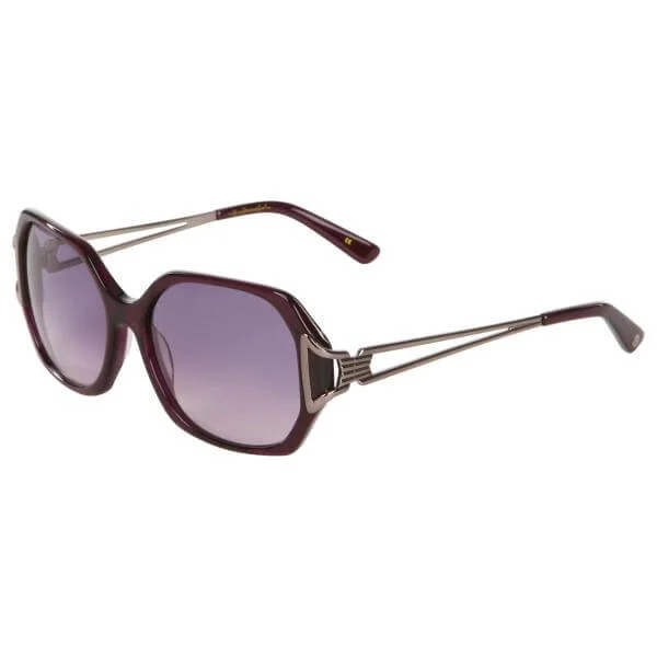 Lulu Guinness Gilda Retro Fashion Plastic Sunglasses - Purple Frame/ Grey Lens Bild 1