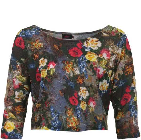 Motel Damen Carly Crop T-Shirt- Blume - M Bild 1