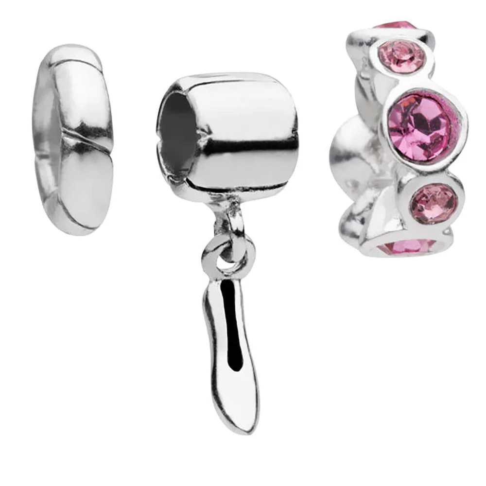Amadora Shoe and Rose Crystal Set Of Three Charms - Silber Bild 1