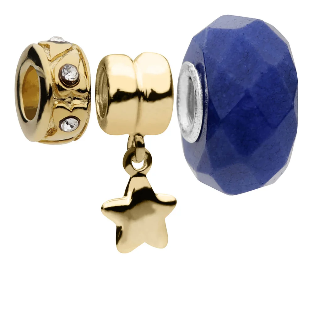 Amadora Star And Crystal Beads Pack Of Three Charms - Silber Bild 1