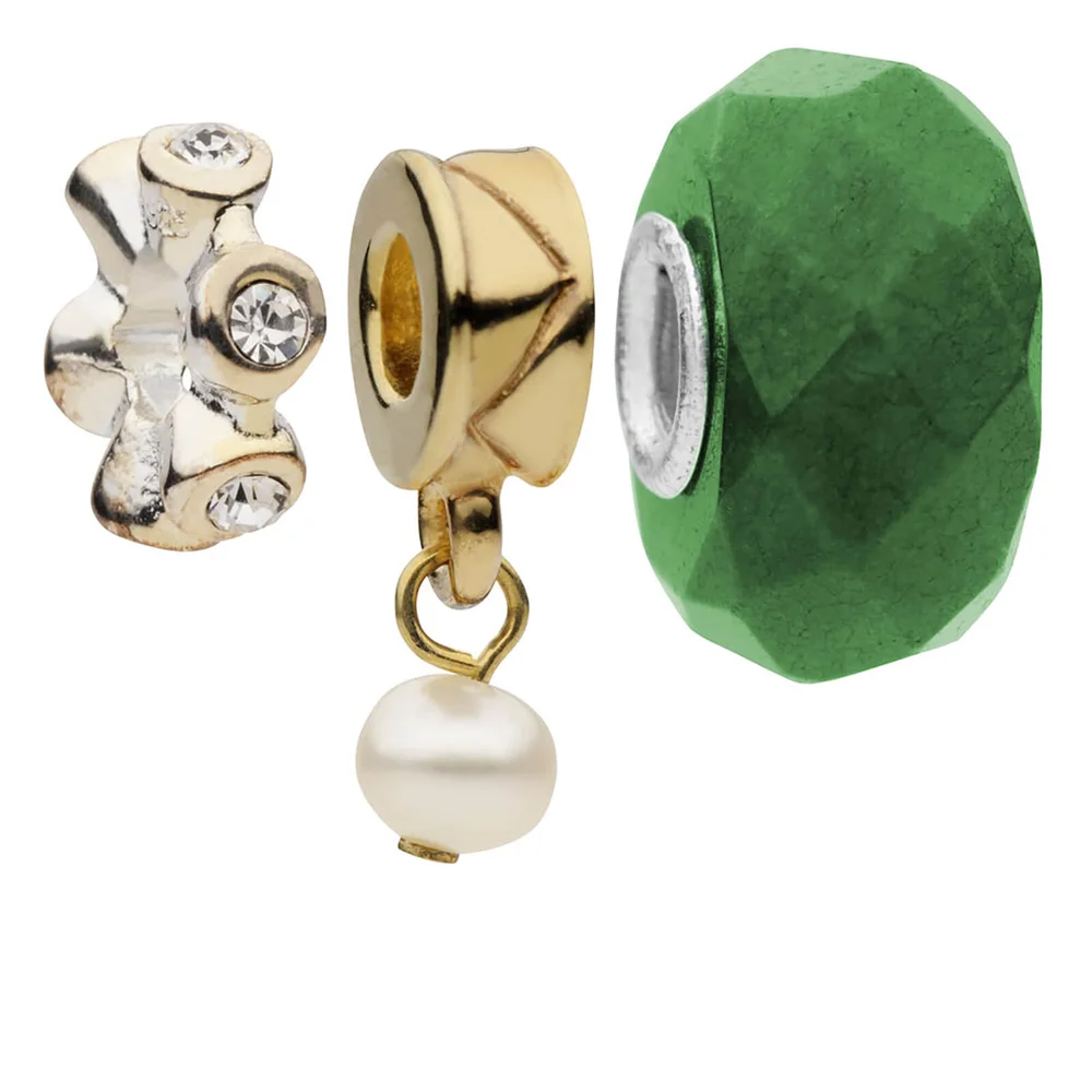 Amadora Crystal and Pearl Pack of Three Charms Set - Silber Bild 1