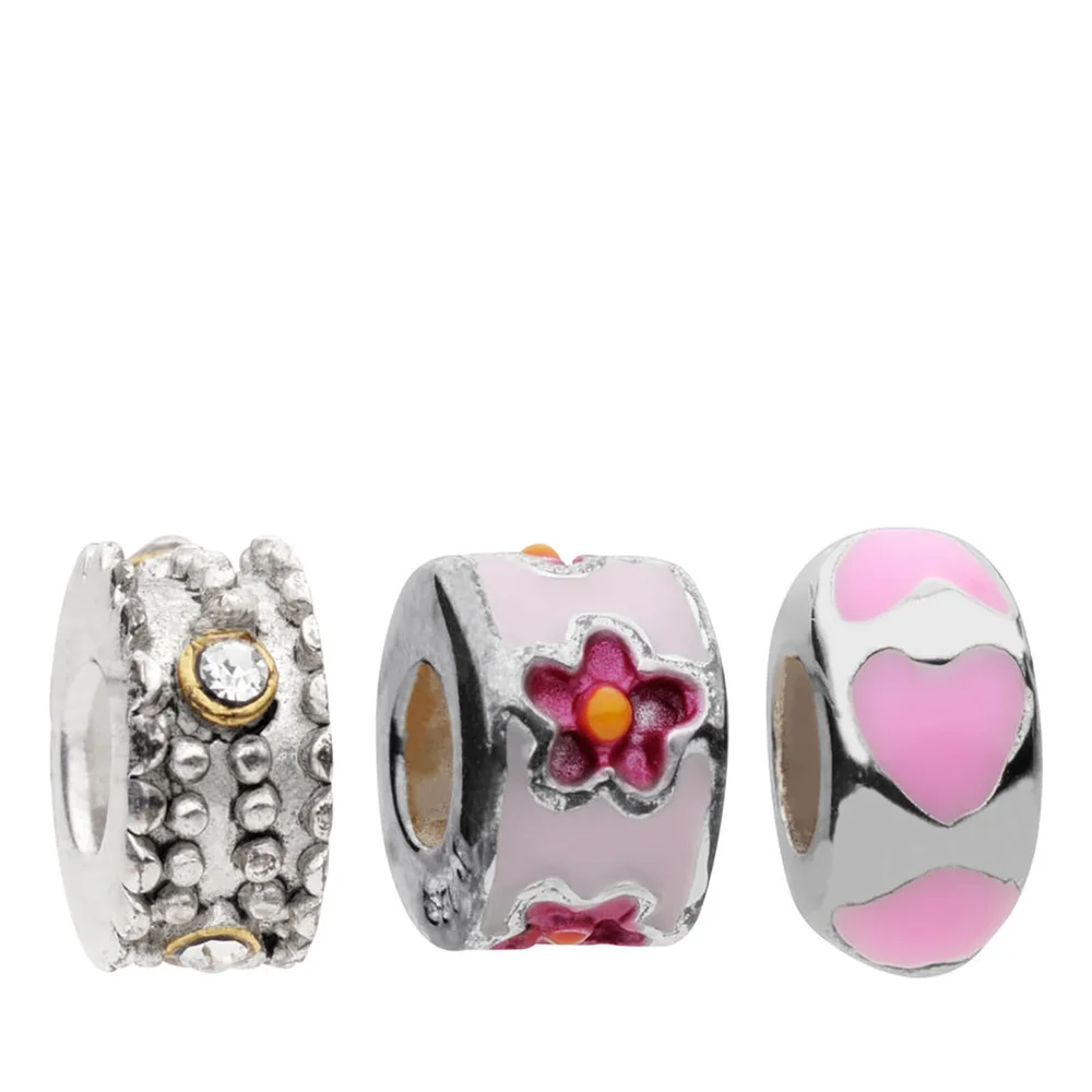 Amadora Silver Flower and Beads Pack of Three Charms - Silber Bild 1