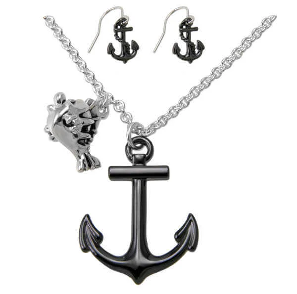 Disney Couture Little Mermaid Anchor necklace & earring set - black Bild 1