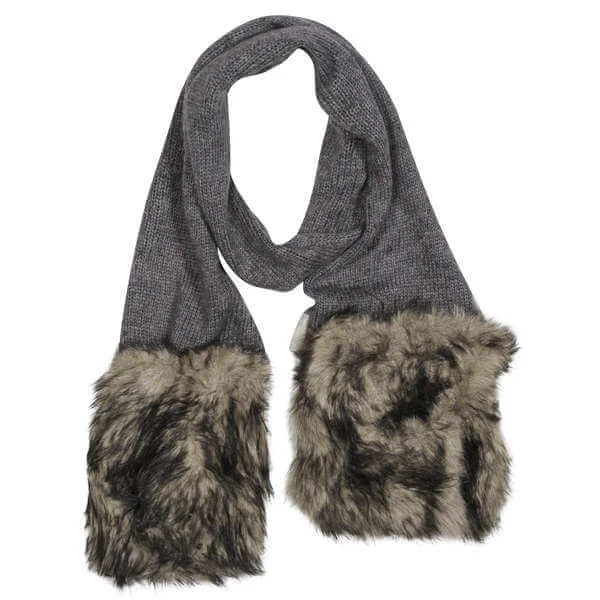 Firetrap Women's Tipped Faux Fur Trim Knitted Scarf - Eine Größe - GreyMarl Bild 1