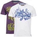 Smith & Jones Men's 2 Pack Lyndon and Mercer T-Shirts - White/Purple - S - White/Purple Bild 1