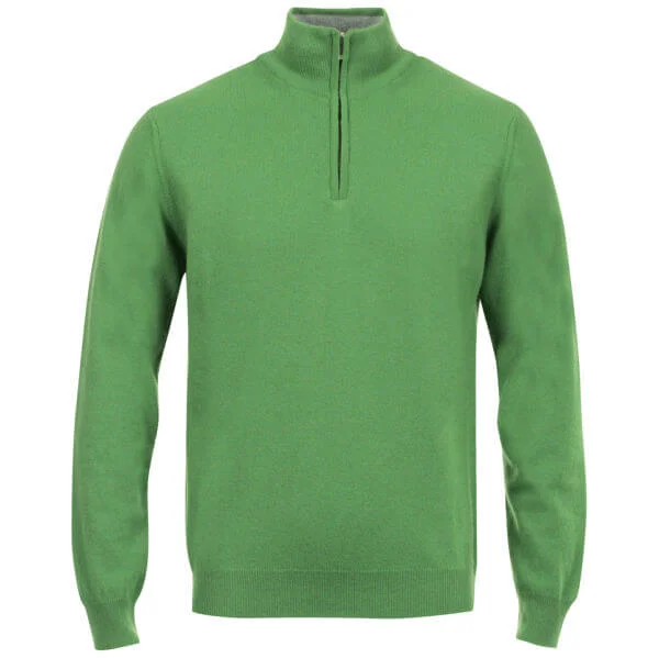Romeo Gigli Men's Italian Half Zip Cashmere Jumper - Green - M - Grün Bild 1