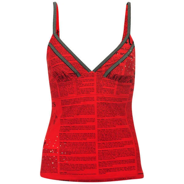 John Galliano Women's Newspaper Print Vest Top - Red - 14 - Rot Bild 1