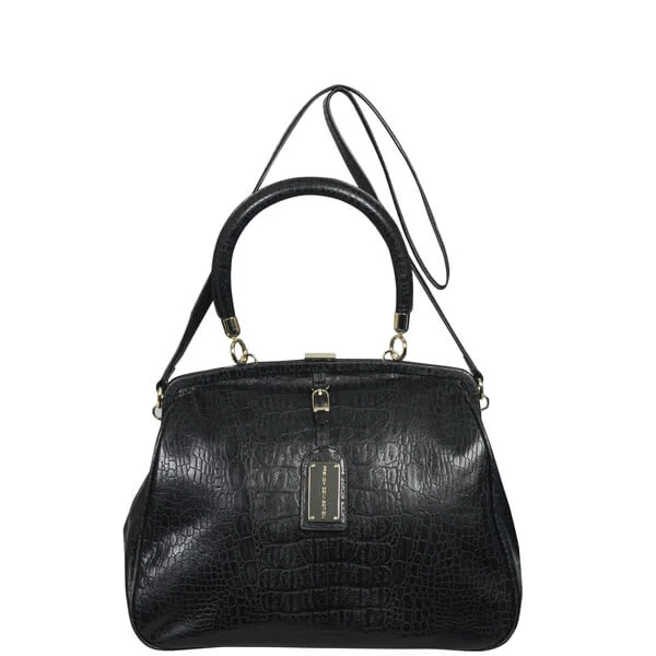 French Connection Women's Sneaky Croc Tote/Crossbody Bag - Black Croc Bild 1