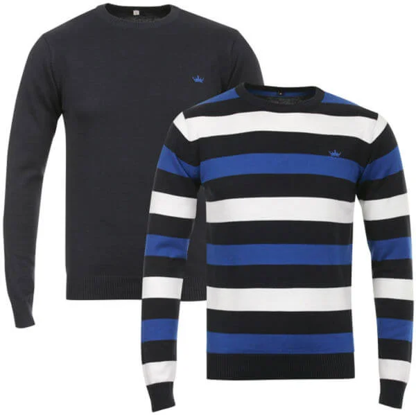 55 Soul Men's 2-Pack Crew Knit - Blue/Multi - S - Blue/Multi Bild 1