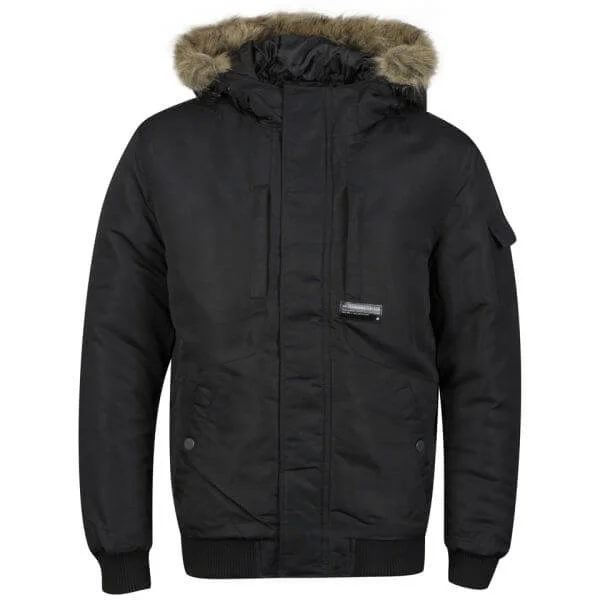 Jack & Jones Men's Alaska Fur Trim Jacket - Black - S - Schwarz Bild 1