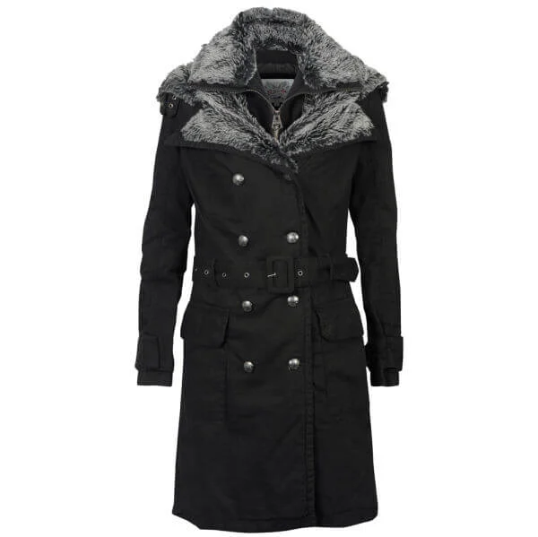 Firetrap Women's Entrenched Fur Trim Coat - Black - XS - Schwarz Bild 1