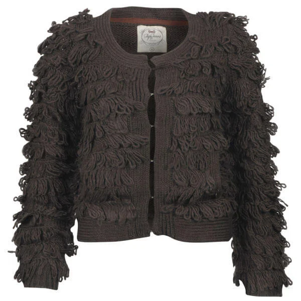 Pepe Women's Zior Fringed Cardigan - Brown Lace - XS - Braun Bild 1