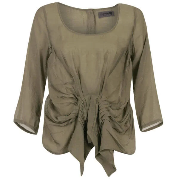 nümph Womens Elisabeth Gather Shirt - Khaki - XS - Kaki Bild 1