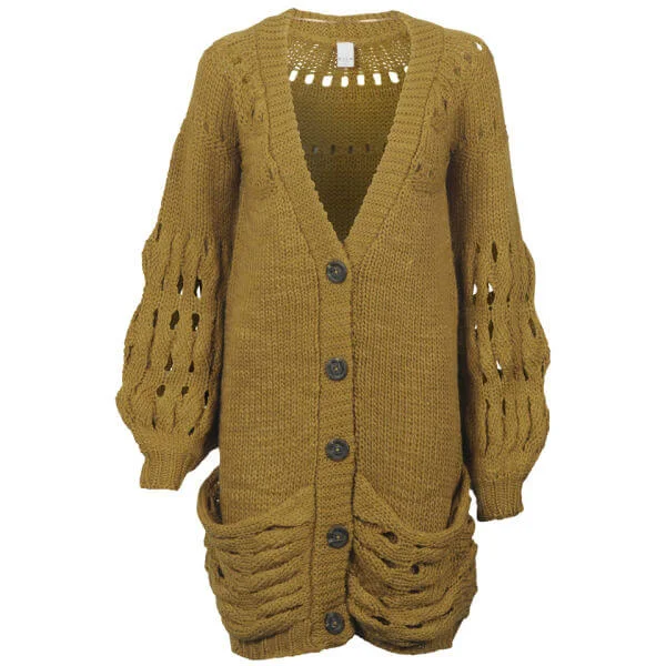 VILA Women's Fonerina Boyfriend Cardigan - Mustard - XS - Senf Bild 1
