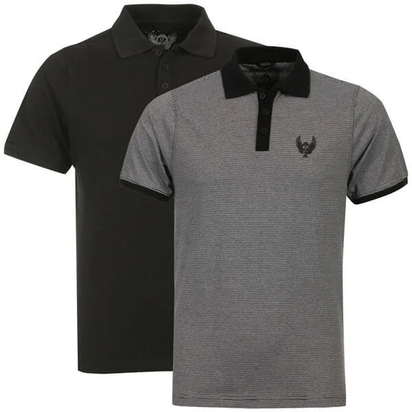 Ringspun Men's 2-Pack Jagger Short Sleeve Polo T-Shirt - Black striped/Black - S - Black Striped/Black Bild 1