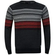 Jack & Jones Men's Jacquard Crew Neck Knit - Navy Multi - S - Marineblau Mehrfarbig Bild 1