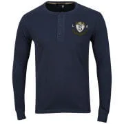 Jack & Jones Men's Vintage Applique Henley Top - Navy - S - Marineblau Bild 1