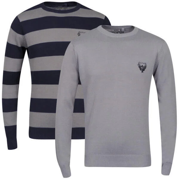 Ringspun Men's 2-Pack Hope Crew Neck Jumper - Solid Grey/Navy/Grey Stripe - S - Solid Grey/Navy/Grey Stripe Bild 1