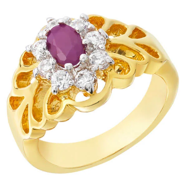 Two Toned Cubic Zirconia Oval Ruby Ring - J Bild 1