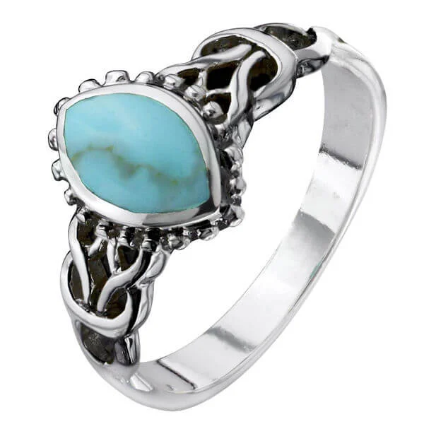 Silver Plated Turquoise Oval Celtic Ring - J Bild 1