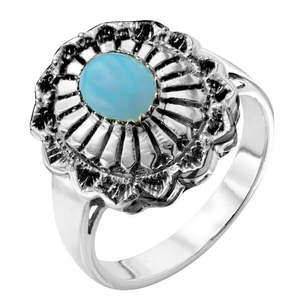 Silver Plated Women's Turquoise Native American Style Ring - J Bild 1