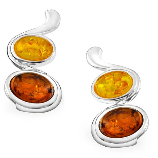 Silver Plated Amber Oval Gem Stone Drop Earrings - Eine Größe Bild 1
