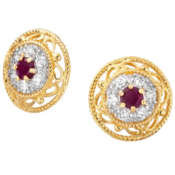 Two Toned Gold Plated Round Earrings - Eine Größe Bild 1