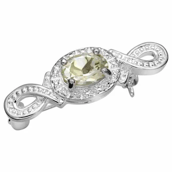 Silver Plated Genuine Green Amethyst Pin - Eine Größe Bild 1