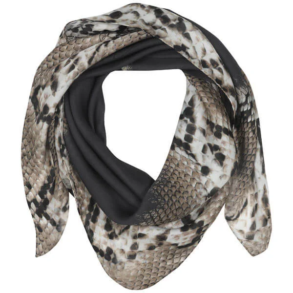 Roberto Cavalli Snakeskin Border Print Square Silk Scarf Bild 1