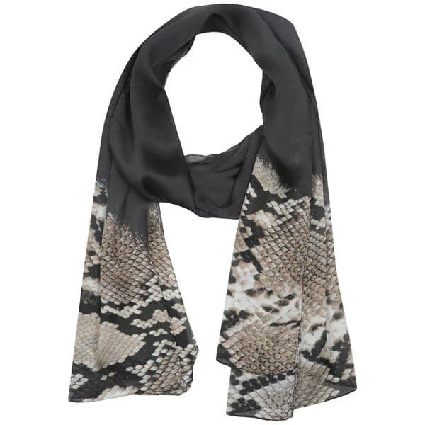 Roberto Cavalli Snakeskin Border Print Long Silk Scarf Bild 1