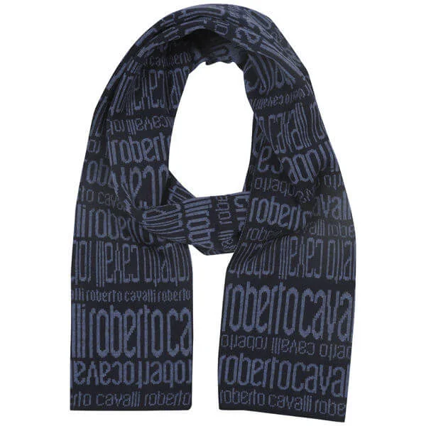 Roberto Cavalli Men's Logo Double Sided Wool Scarf Bild 1