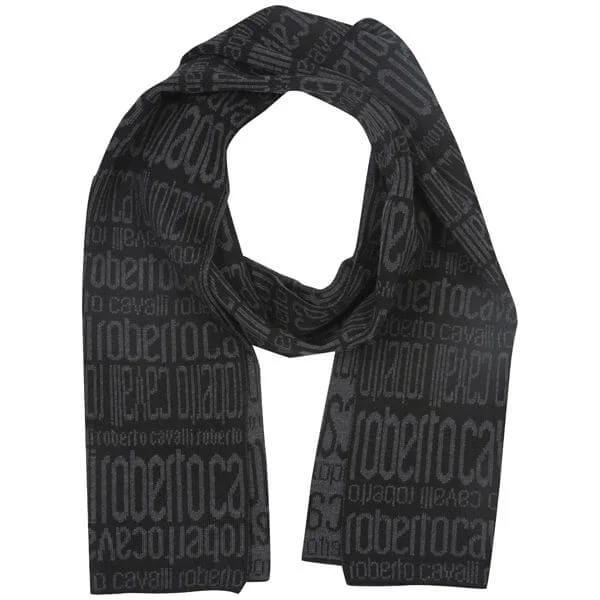 Roberto Cavalli Men's Logo Double Sided Wool Scarf Bild 1