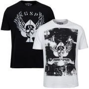 Ringspun Men's Graphic Printed T-Shirt Two pack White/Black Cardshark - S - Schwarz Bild 1