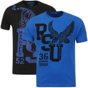 Ringspun Men's Graphic Printed T-Shirt Two pack Black/Royal Harlem - M - Royal Bild 1
