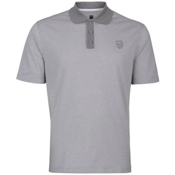 K-Swiss Herren check Jacquard Polo-Shirt - Weiß / Stingray - S - White/Stingray Bild 1