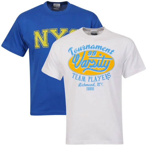 Varsity Team Players Men's 2-Pack T-Shirt - White Richmond/Bright Blue NYC - S - Weiss-Blau Bild 1