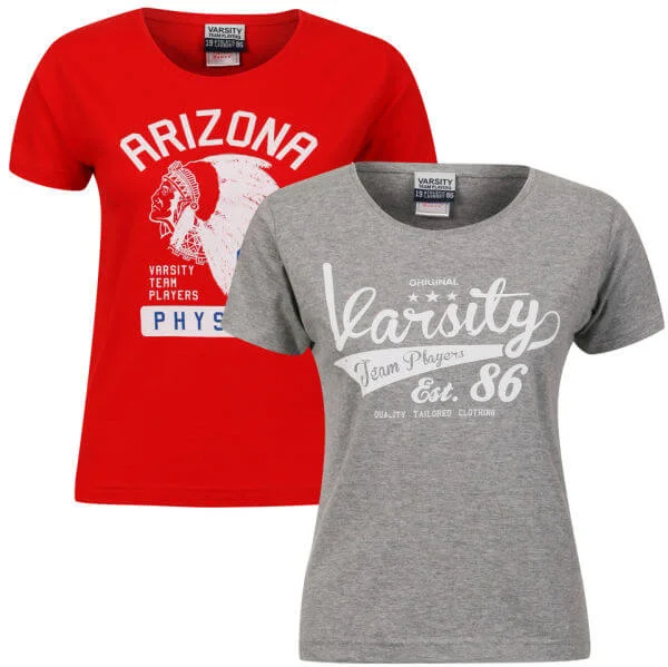 Varsity Team Players Women's 2-Pack T-Shirt - Grey Swoosh/Red Arizona - S - Grau/Rot Bild 1