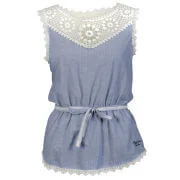 Pepe Women's Denis Crochet Detail Blouse - Blue - XS - Blau Bild 1