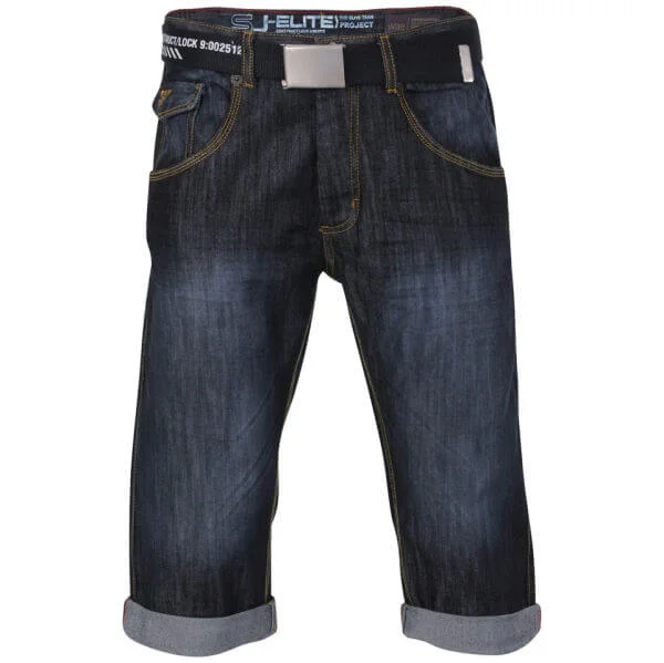 Smith & Jones Men's Belted Trip Denim Shorts - Darkwash - 28 waist - Darkwash Bild 1